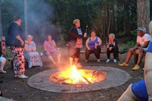 HOOP Bootcamp Weekend, July 2017: making new friends round the campfire!
